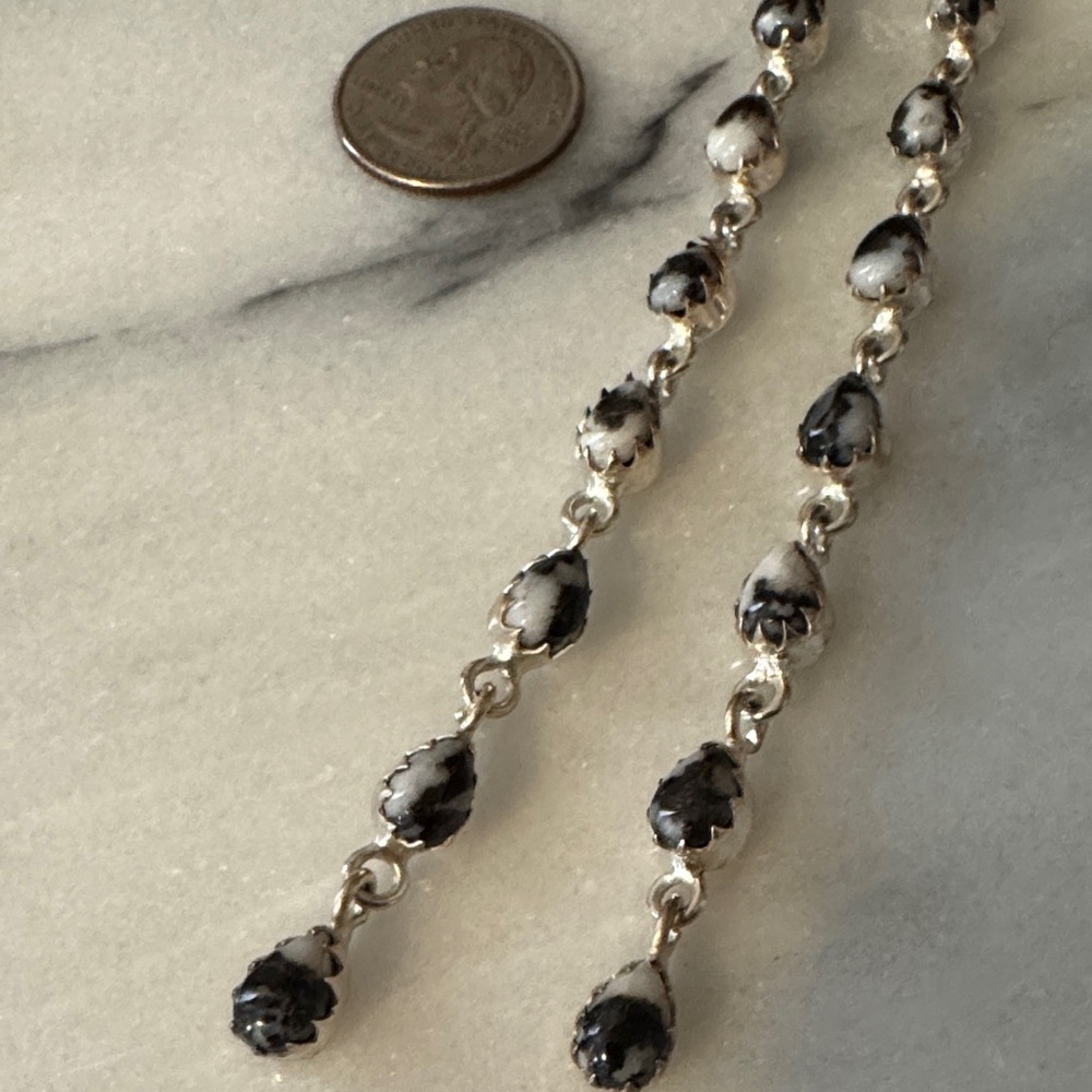 Sterling Silver White Buffalo Stone Drop Earrings - Picture 2 of 5